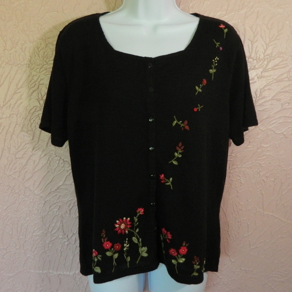 Jaclyn Smith Women's Cardigan Sweater L Black